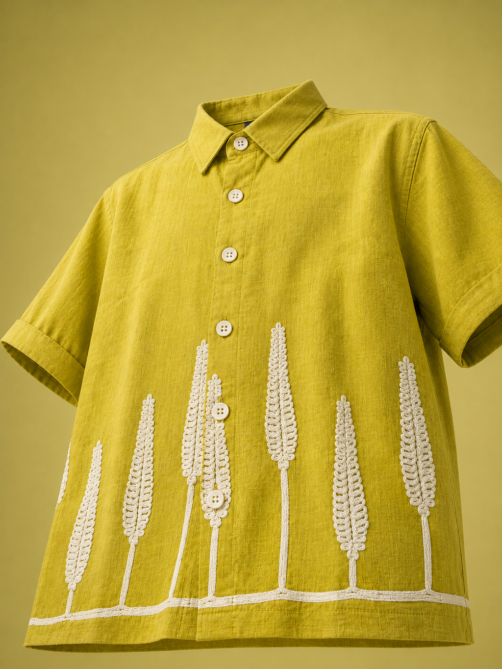 Green Wheat Premium Embroidered Boys Half Sleeve Shirt