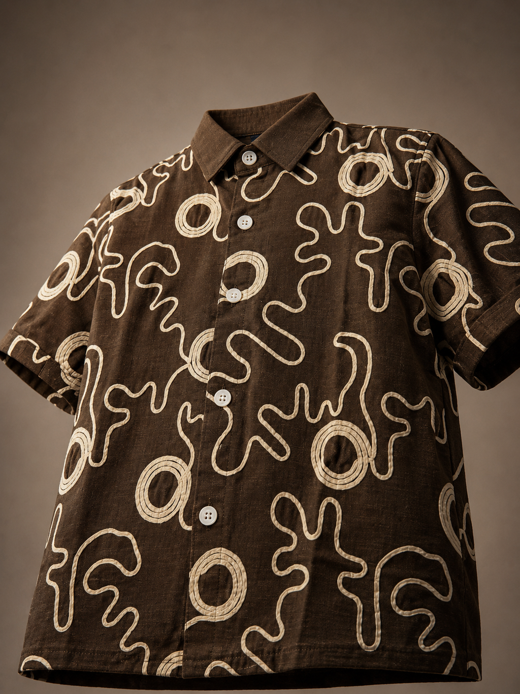 Abstract Print Premium Embroidered Cuban Collar Shirt