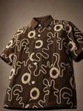Abstract Print Premium Embroidered Cuban Collar Shirt