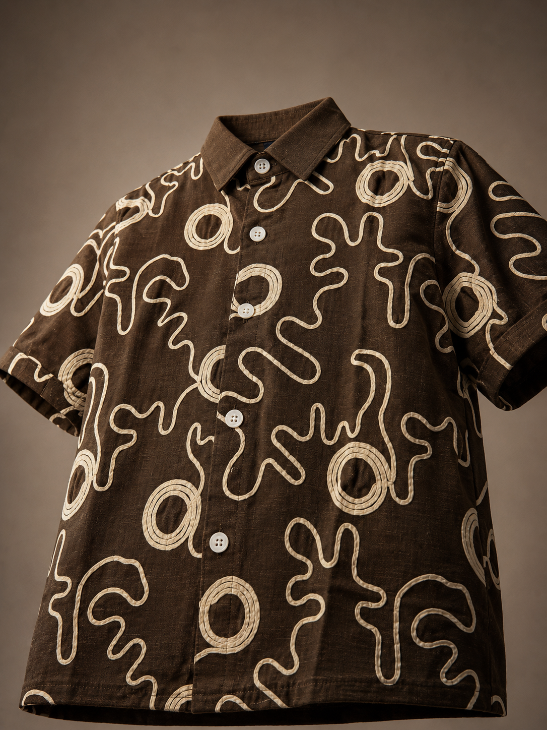 Abstract Print Premium Embroidered Cuban Collar Shirt