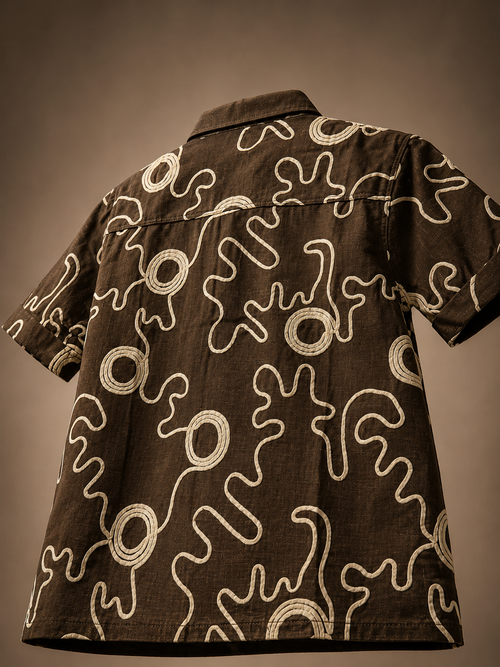 Abstract Print Premium Embroidered Cuban Collar Shirt
