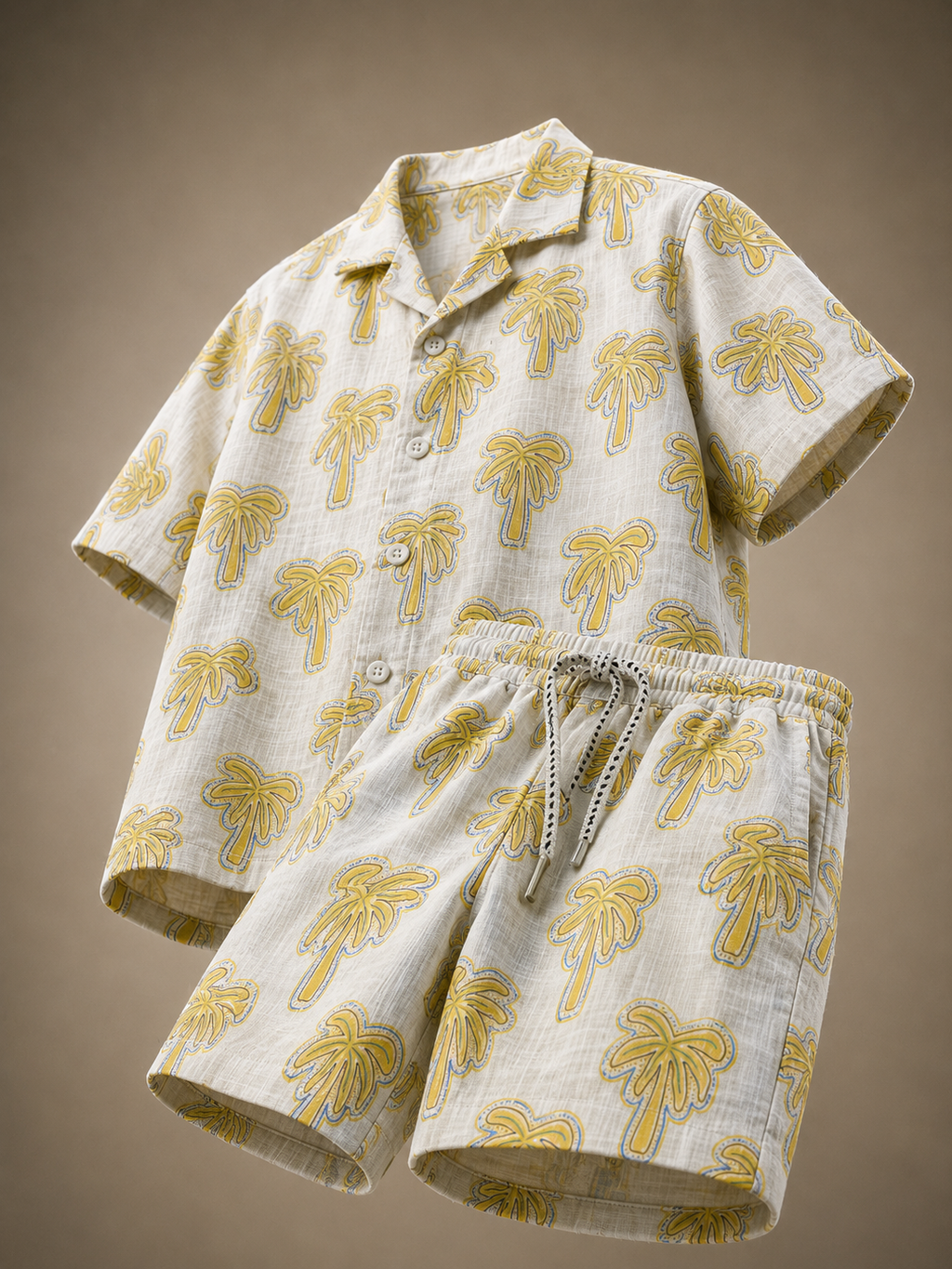 Yellow Palm Boys Co-ord Set – Half Sleeve Shirt & Pants