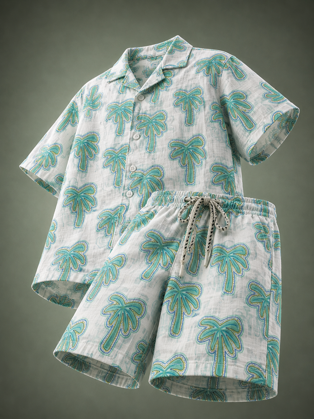 Palm Tree Boys Co-ord Set – Half Sleeve Shirt & Pants