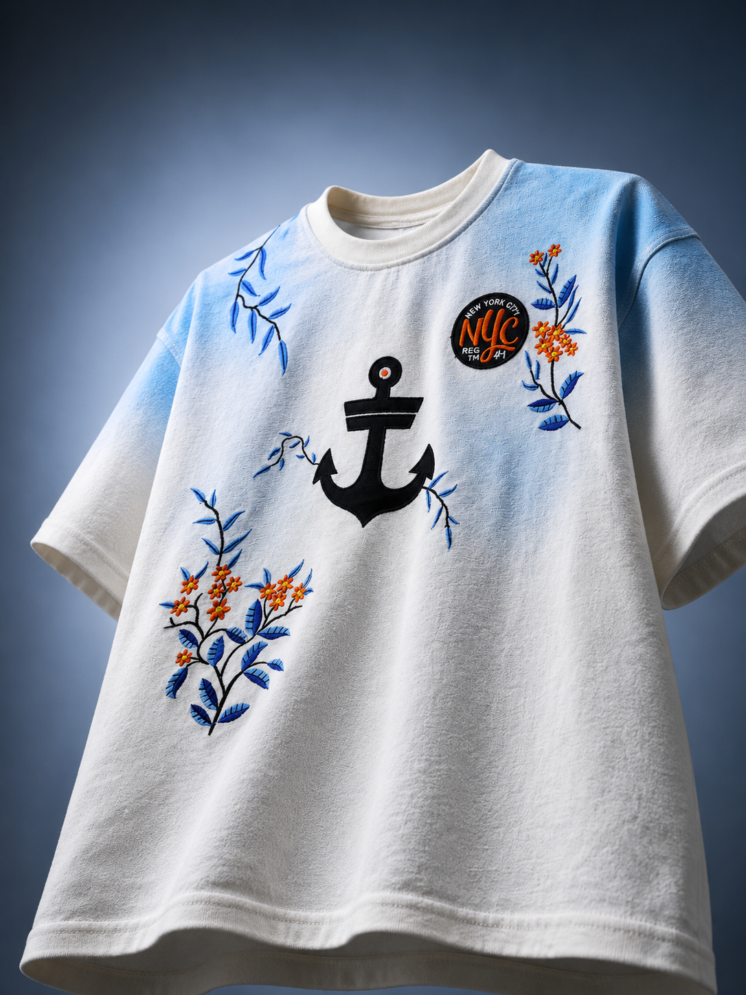 NYC Anchor Premium Embroidered Relaxed Fit T-Shirt