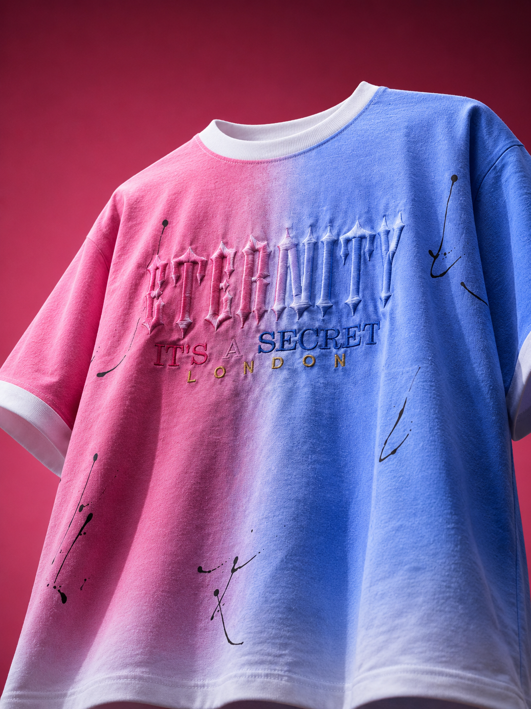 Eternity Premium Embroidered Boys Relaxed Fit T-Shirt – Pink & Blue