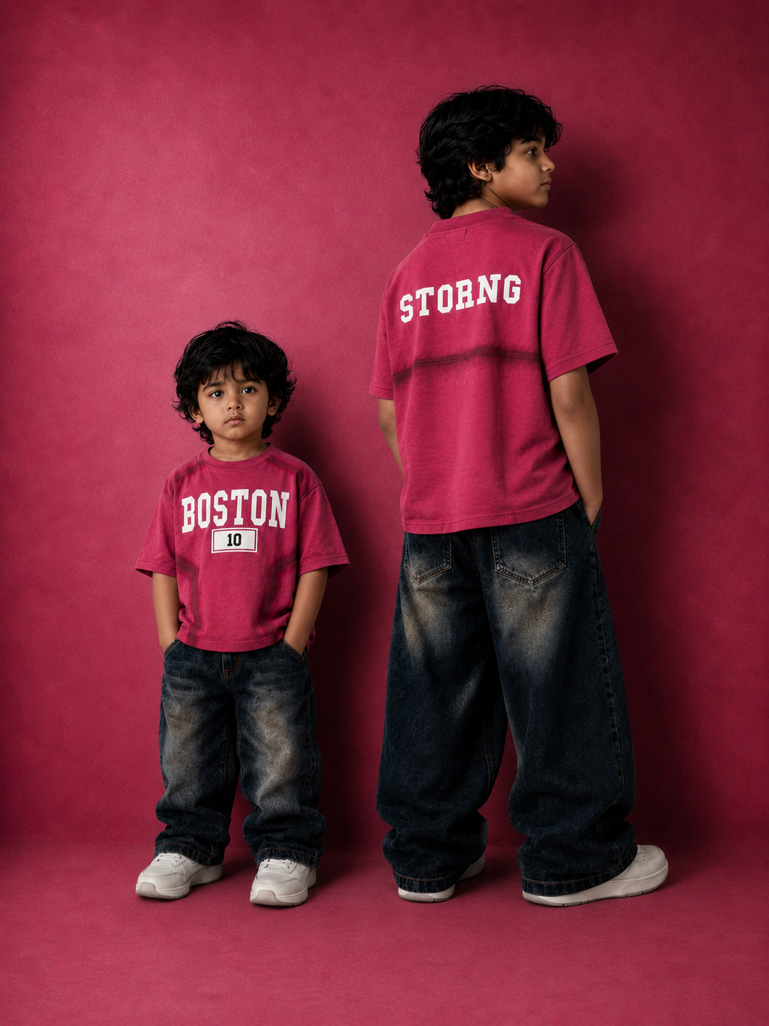 Hot Pink “BOSTON 10” Premium Boys Relaxed Fit T-Shirt