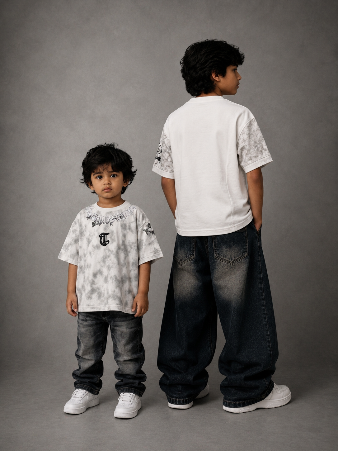 Deformed Premium Embroidered Boys Relaxed Fit T-Shirt – Cloud Grey