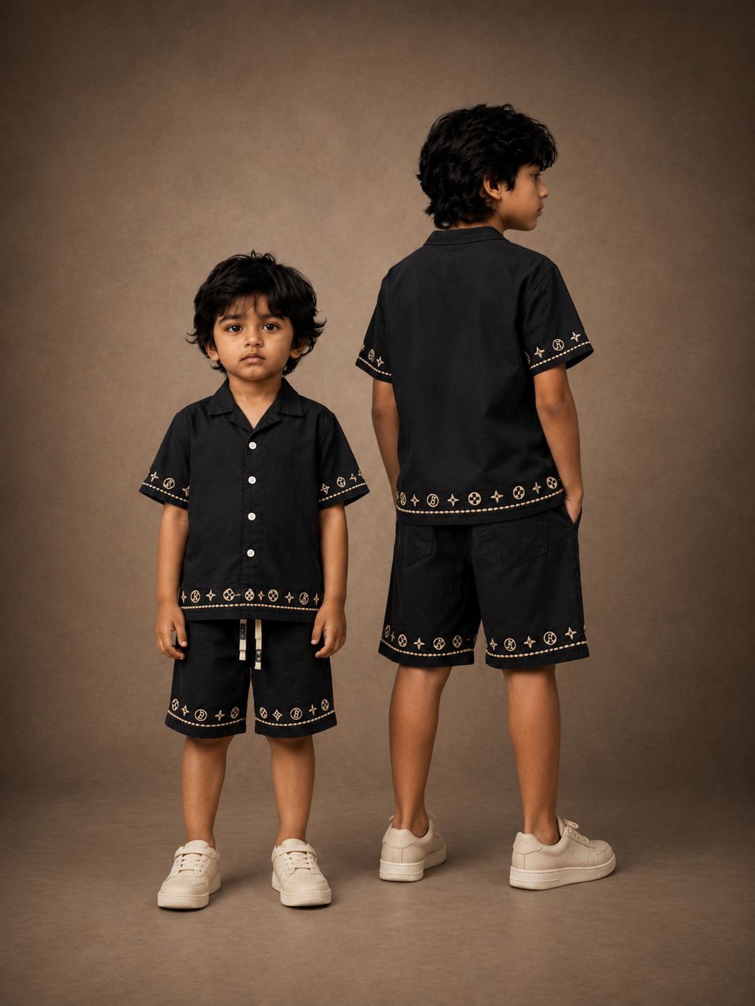 Black Boys Co-ord Set – Half Sleeve Shirt & Shorts