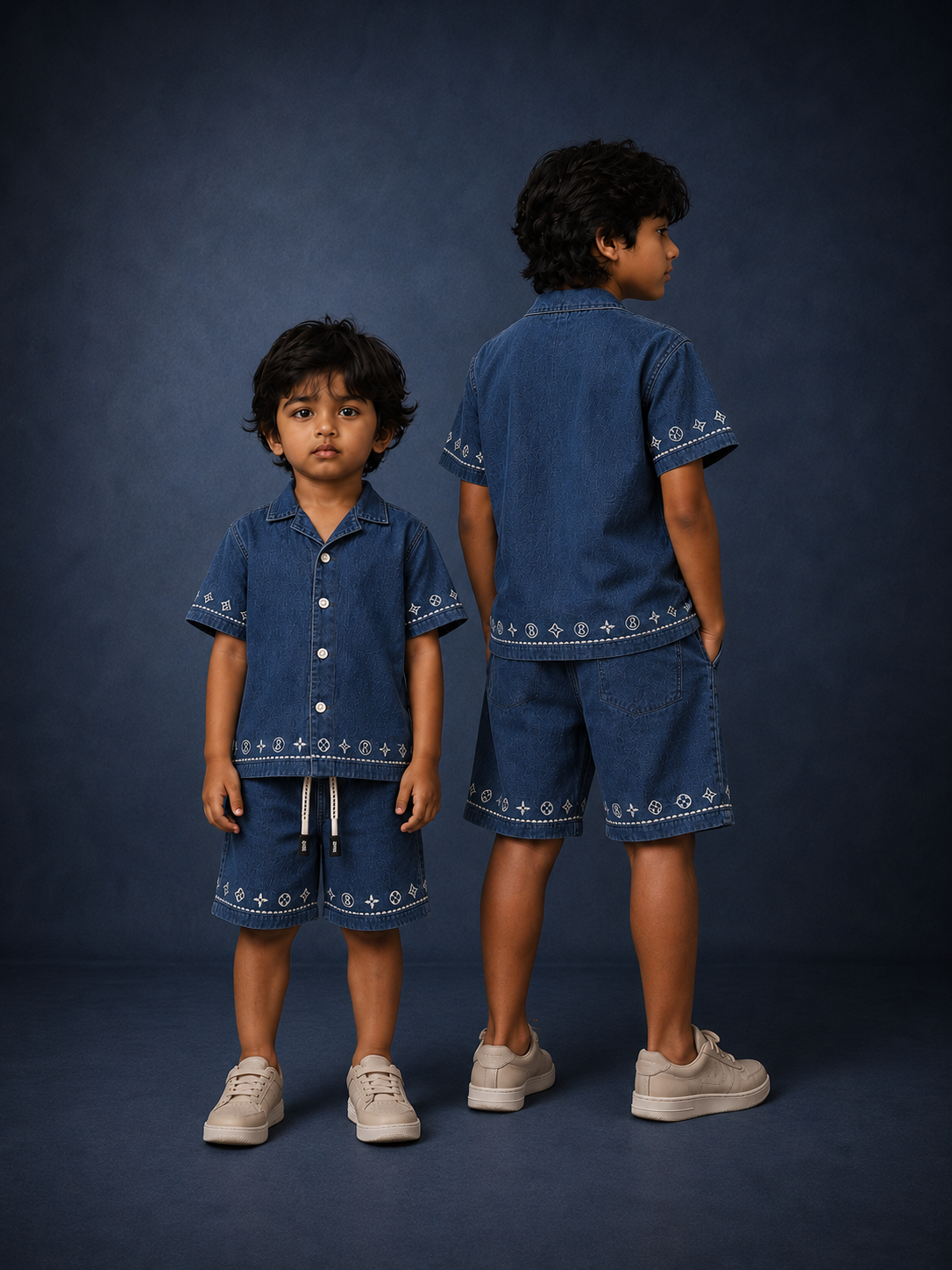 Denim Blue Boys Co-ord Set – Half Sleeve Shirt & Pants