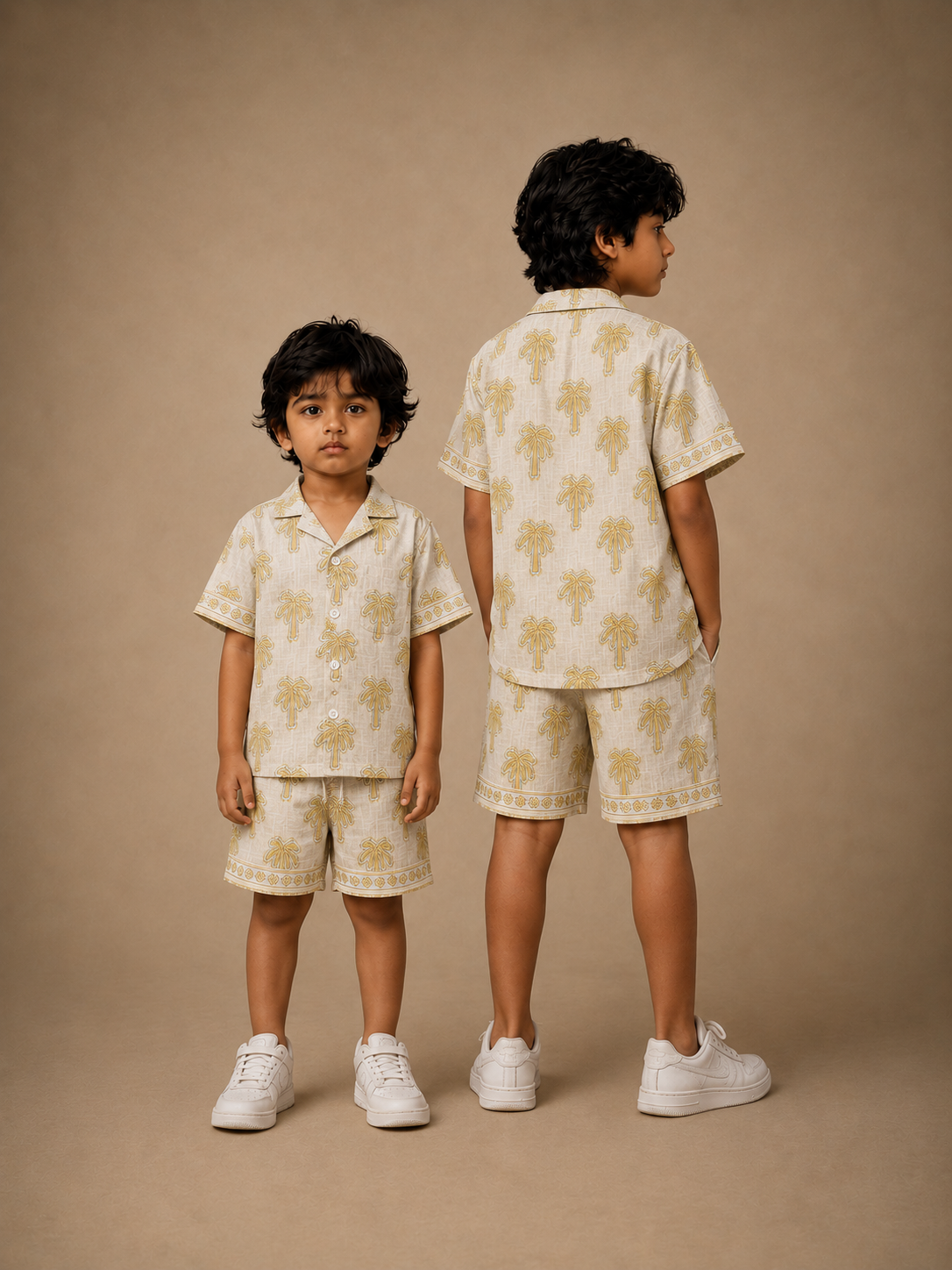 Yellow Palm Boys Co-ord Set – Half Sleeve Shirt & Pants