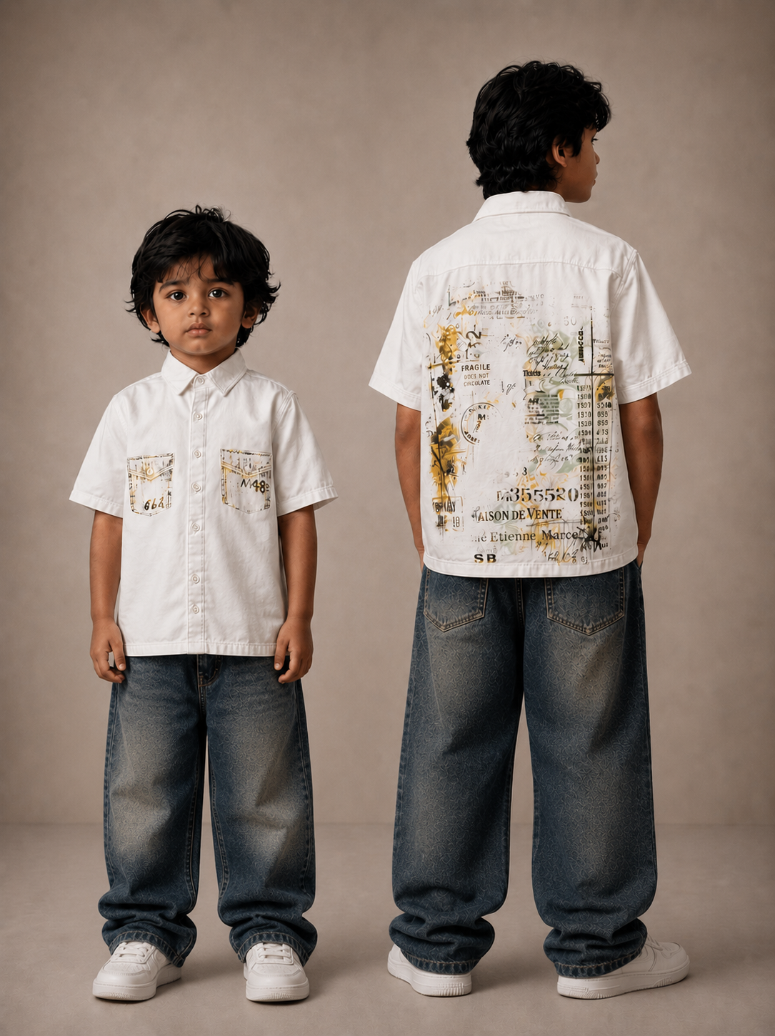 Utility Pocket print Premium Boys Half Sleeve Shirt – Off White