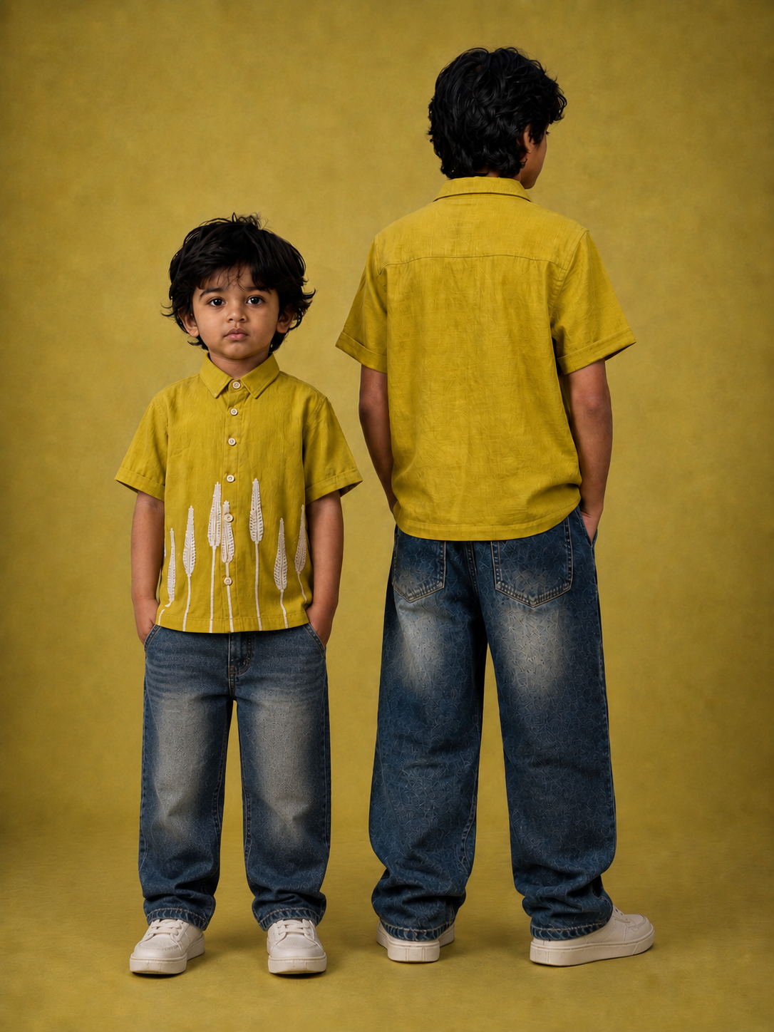 Green Wheat Premium Embroidered Boys Half Sleeve Shirt